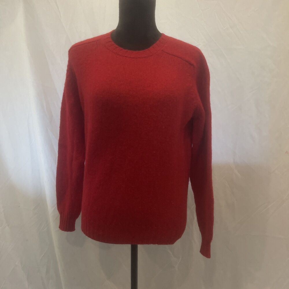 Patrick James Adirondack Knit Sweater pullover Small Wool Fisherman Red Classic
